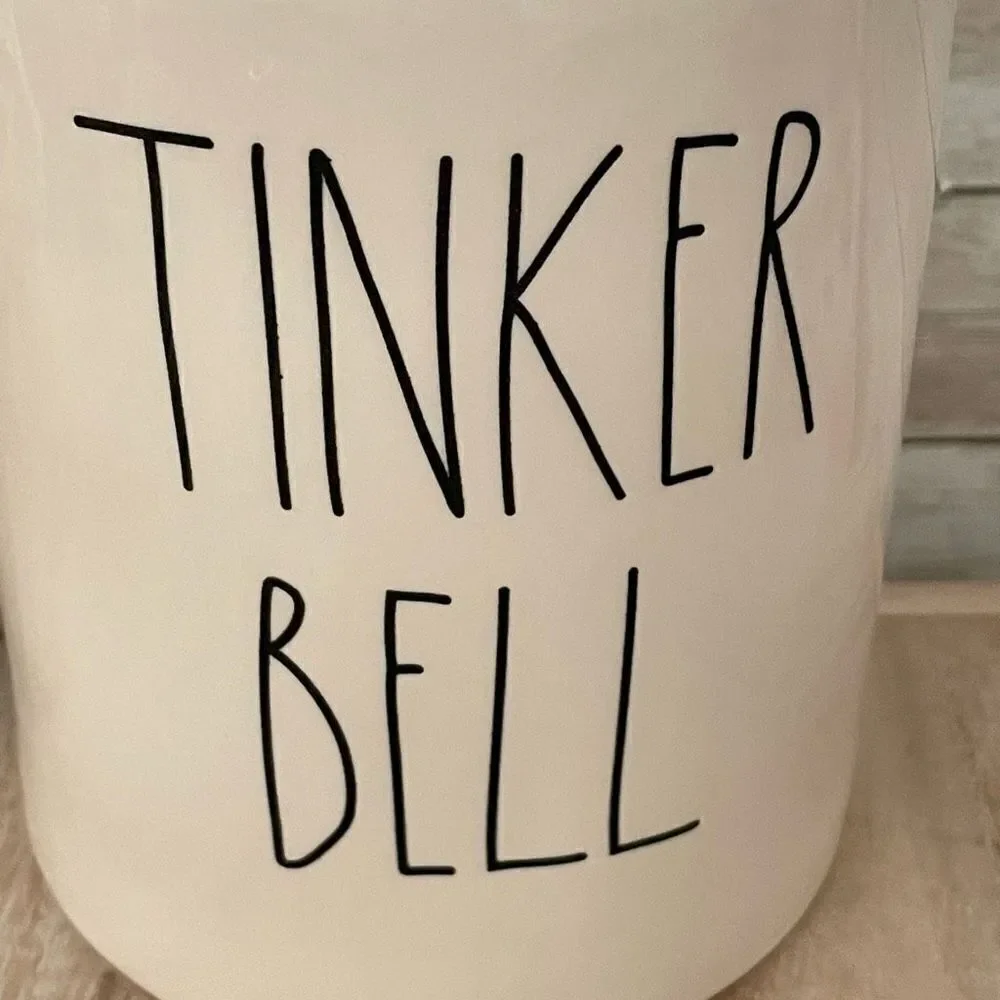 NWT Gorgeous 3D Rae Dunn Disney Canister White Ceramic Tinkerbell Tinker Bell